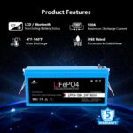 SunGoldPower 24V 100AH LifePO4 Deep Cycle Lithium Battery Bluetooth / Self-Heating / IP65 - 图片 2