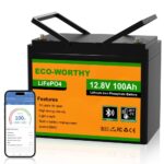 ECO-WORTHY 12V 100Ah LiFePO4 Battery With Bluetooth And Low-Temperature Protection