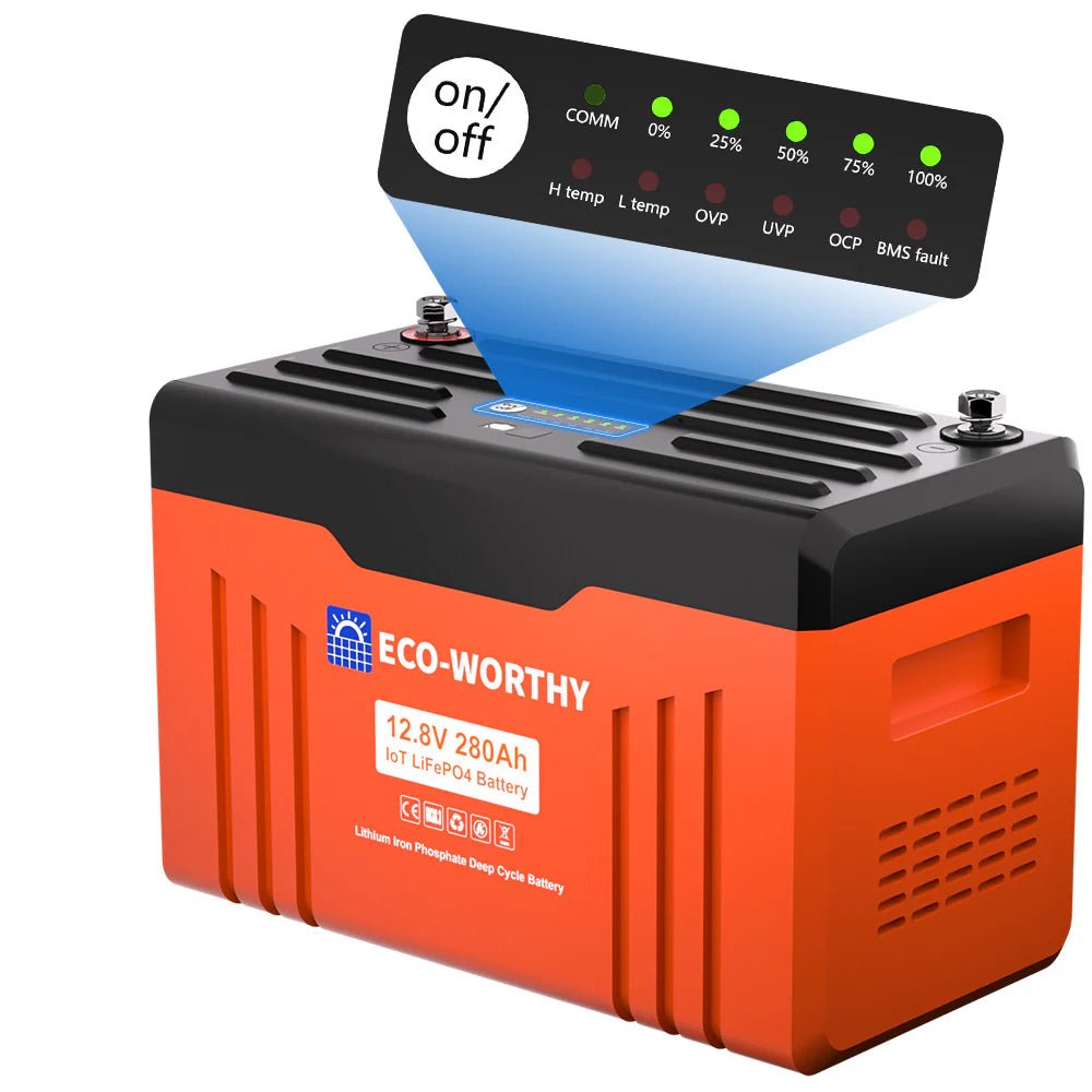 eco-worthy-12v-280ah-lifepo4-battery-with-soc-leds-and-low-temp-protectionbatteriesus-l13080202110-1-9982252.jpg ECO-WORTHY 12V 280AH Lifepo4 Battery with SOC LEDs and Low Temp Protection - 图片 1