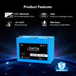 SunGoldPower 12V 100Ah LiFePo4 Deep Cycle Lithium Battery / Bluetooth / Self-Heating / IP65 - 图片 2